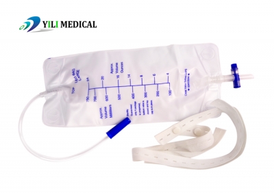 750ml Leg Bag Urine Drainage Leg Bags with Cross Valve and Elastic Bandage