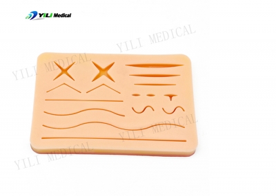 Medical silicone wound suture pad simulates skin pad