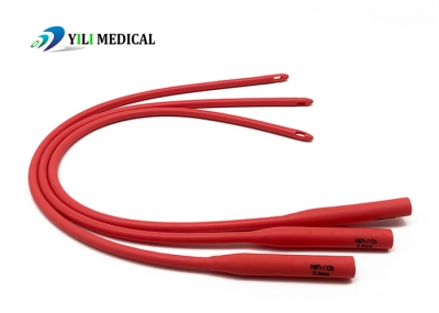 Sterilized Red Latex Urethral Catheter Silicone Coated Size Fr6 to Fr30